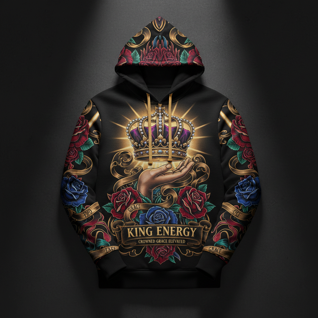 Crowned By Grace Men's Hoodie — TITAN Crown Edition tattoo artwork