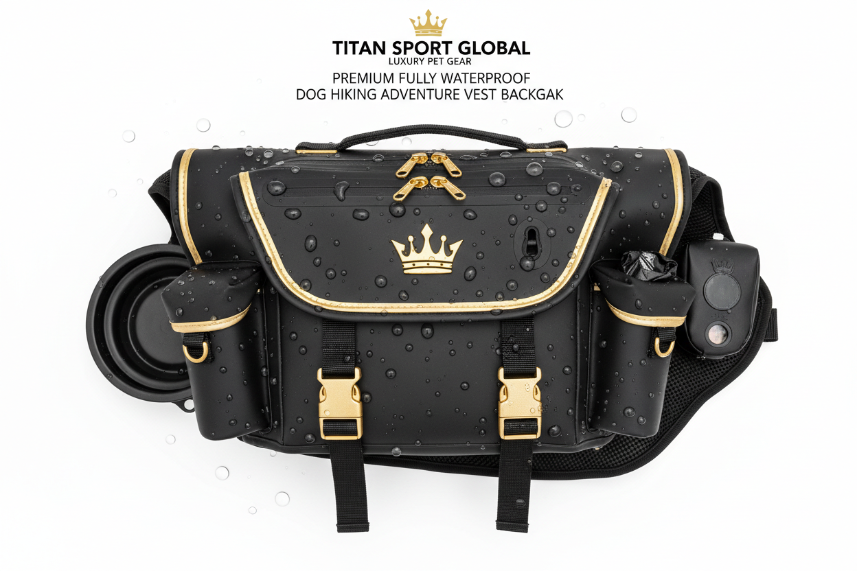 TITAN Waterproof Dog Hiking Vest & Backpack — AirTag Ready, All Animals, Crown Edition