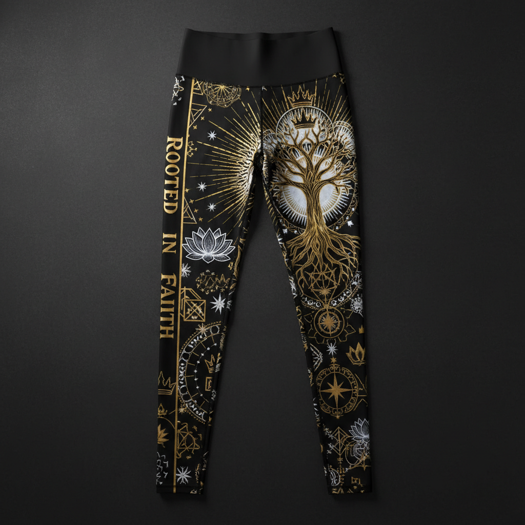 TITAN Women's Leggings Rooted In Faith Crown Edition flat lay