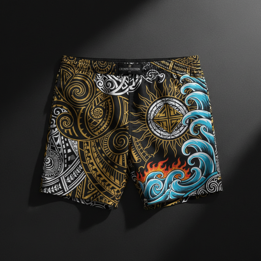 TITAN Men's Swim Trunks Maori King Crown Edition