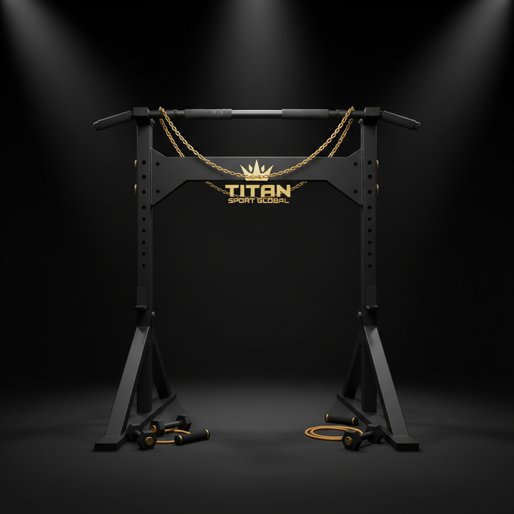 TITAN Portable Pull-Up Bar Crown Edition — matte black with gold crown logo