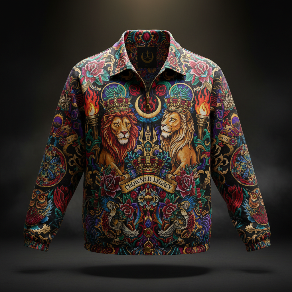 TITAN Premium Woven Coach Jacket - Crown Edition Tattoo Art