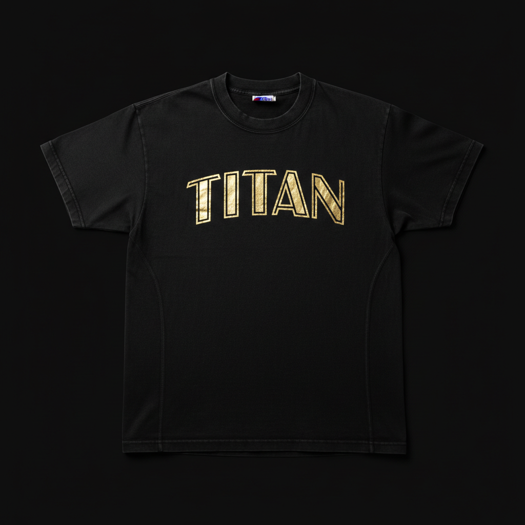 TITAN Training Tee - 1940 Champion premium black cotton with gold TITAN logo