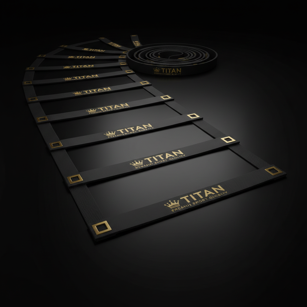 TITAN Agility Ladder Crown Series — matte black with gold crown logo