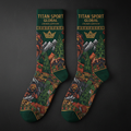 TITAN Crown Edition Iron Bear Crew Socks — Forest Green & Copper Gold