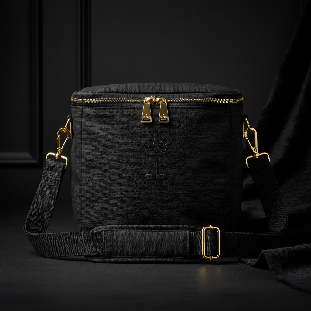 TITAN Golf Cooler Bag Crown Edition matte black insulated canvas gold crown hardware zipper pulls