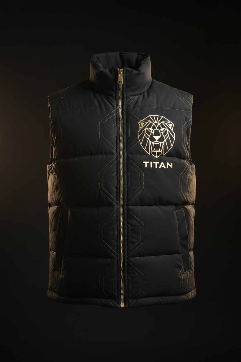TITAN Black Gold Puffer Vest