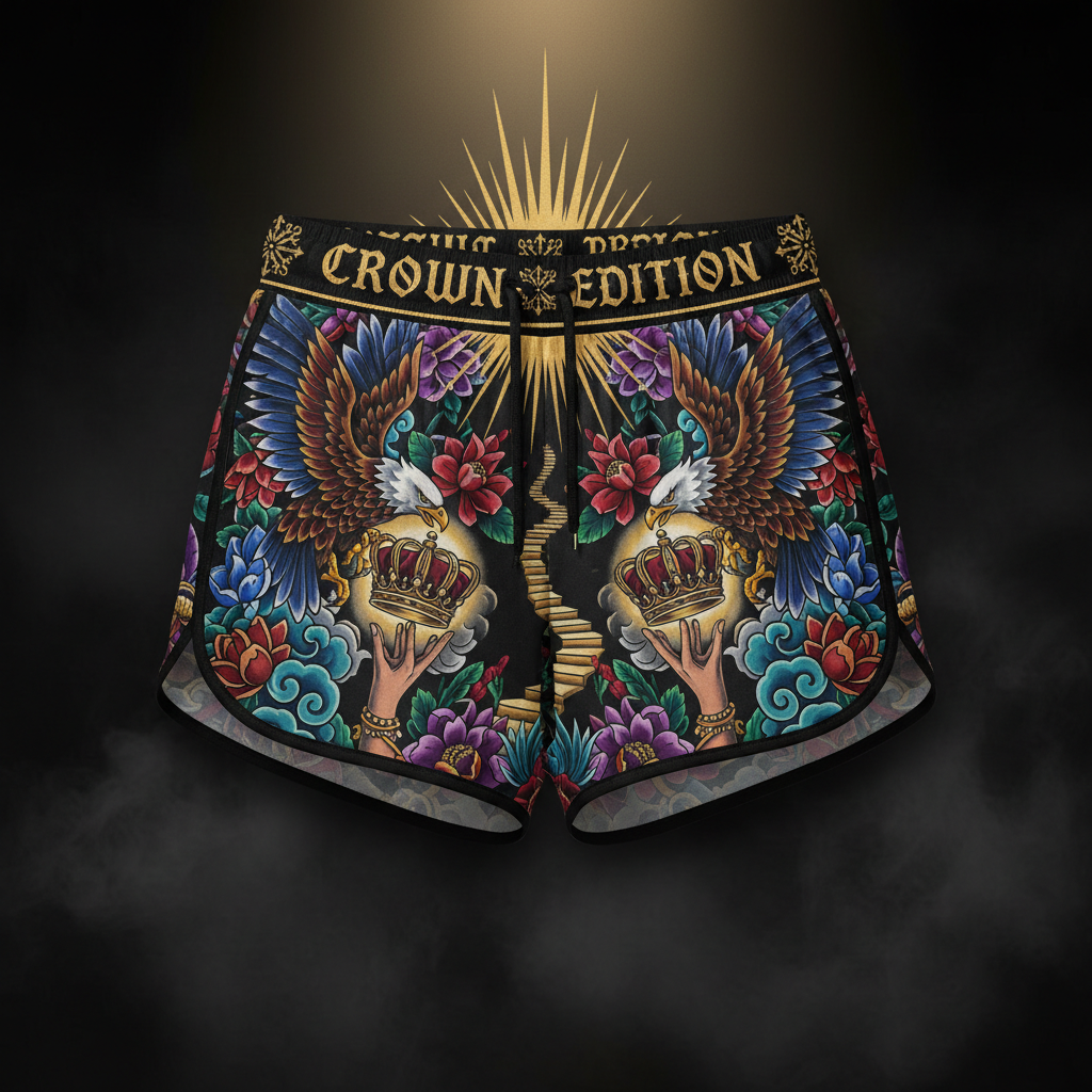 Lifted Higher Women's Shorts — TITAN Crown Edition tattoo artwork