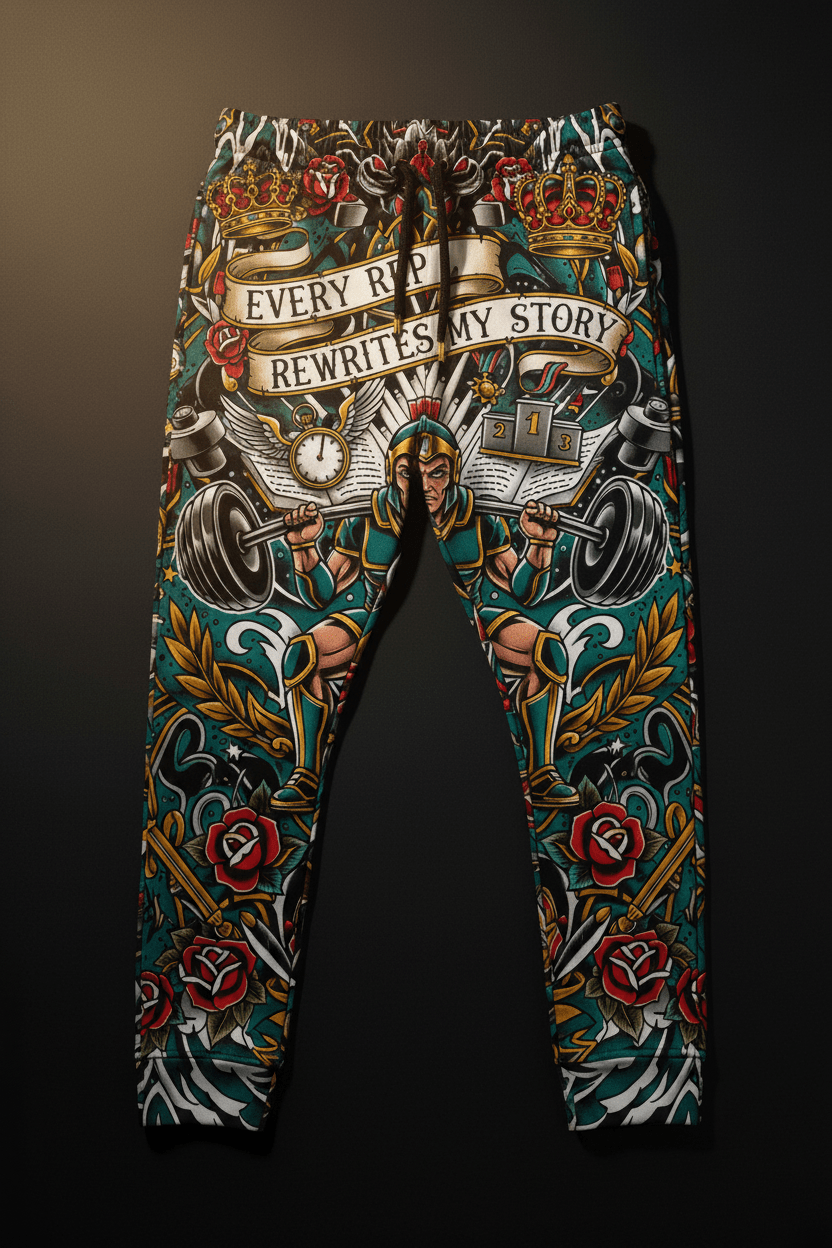 TITAN Every Rep Rewrites My Story Joggers - Flat Lay