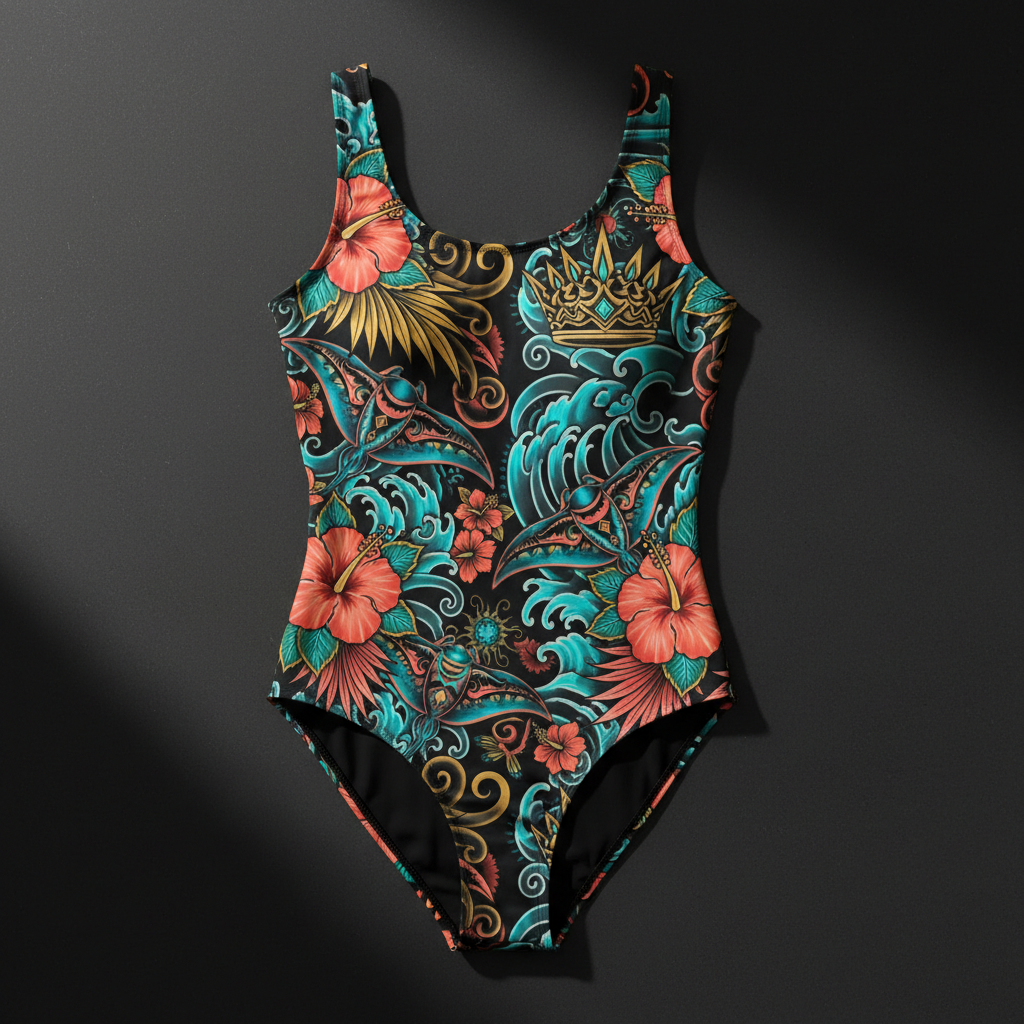 TITAN Women's One-Piece Swimsuit Tropical Queen Crown Edition