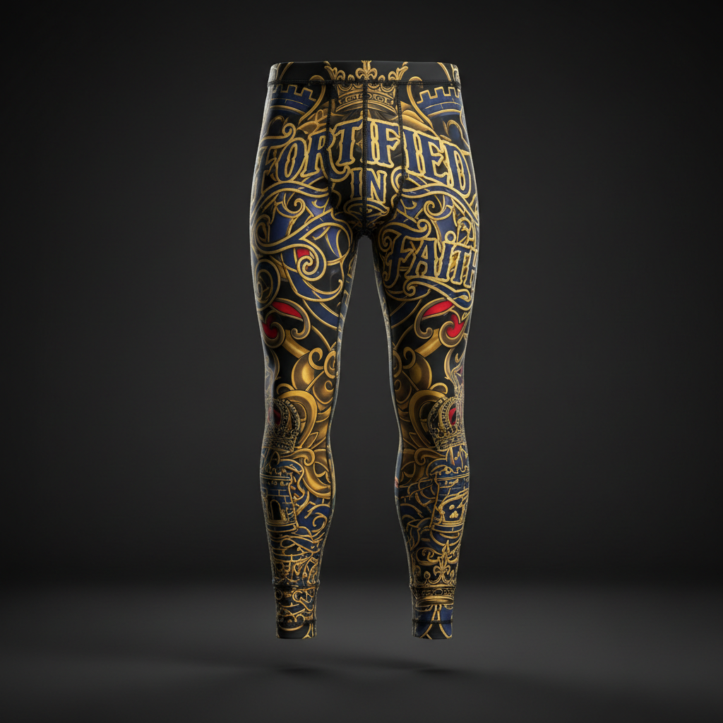 Men's Compression Tights — Fortified In Faith — Crown Edition