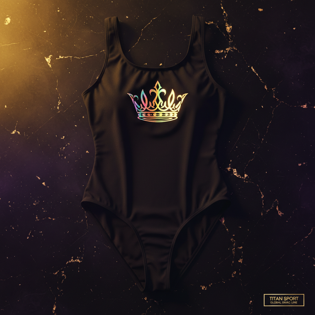 TITAN Women's Crown One-Piece Swimsuit SWAG LINE Black Gold
