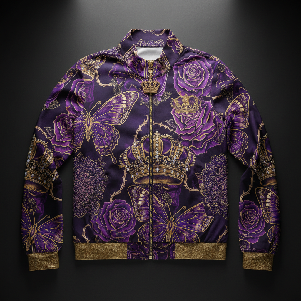 TITAN Crown Edition Women's Butterfly Crown Windbreaker — Midnight Purple & Gold