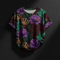 TITAN Crown Edition Tattoo Art Women's Lounge T-Shirt - bold lotus tropics tattoo artwork on matte black pima cotton