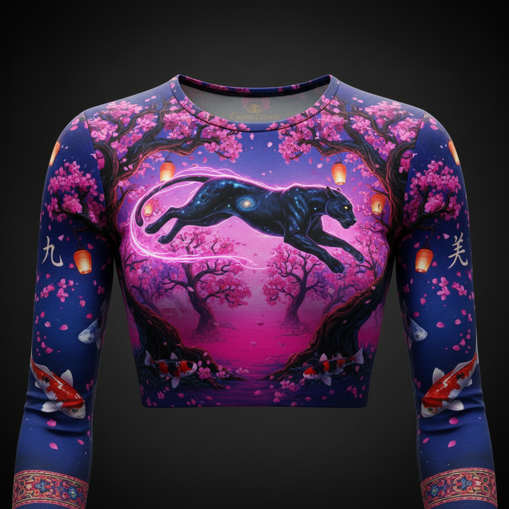 TITAN Women’s Neon Panther Sakura Dusk Long Sleeve Crop — Kuroneko Edition