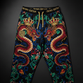 TITAN Crown Edition Tattoo Art Men's Lounge Joggers - bold colorful tattoo artwork on matte black fabric