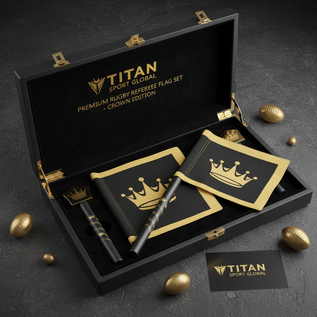 TITAN Crown Edition Rugby Flag Set Matte Black Gold