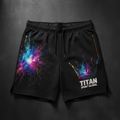 TITAN Men's Cosmic Burst Crown Athletic Shorts flat lay