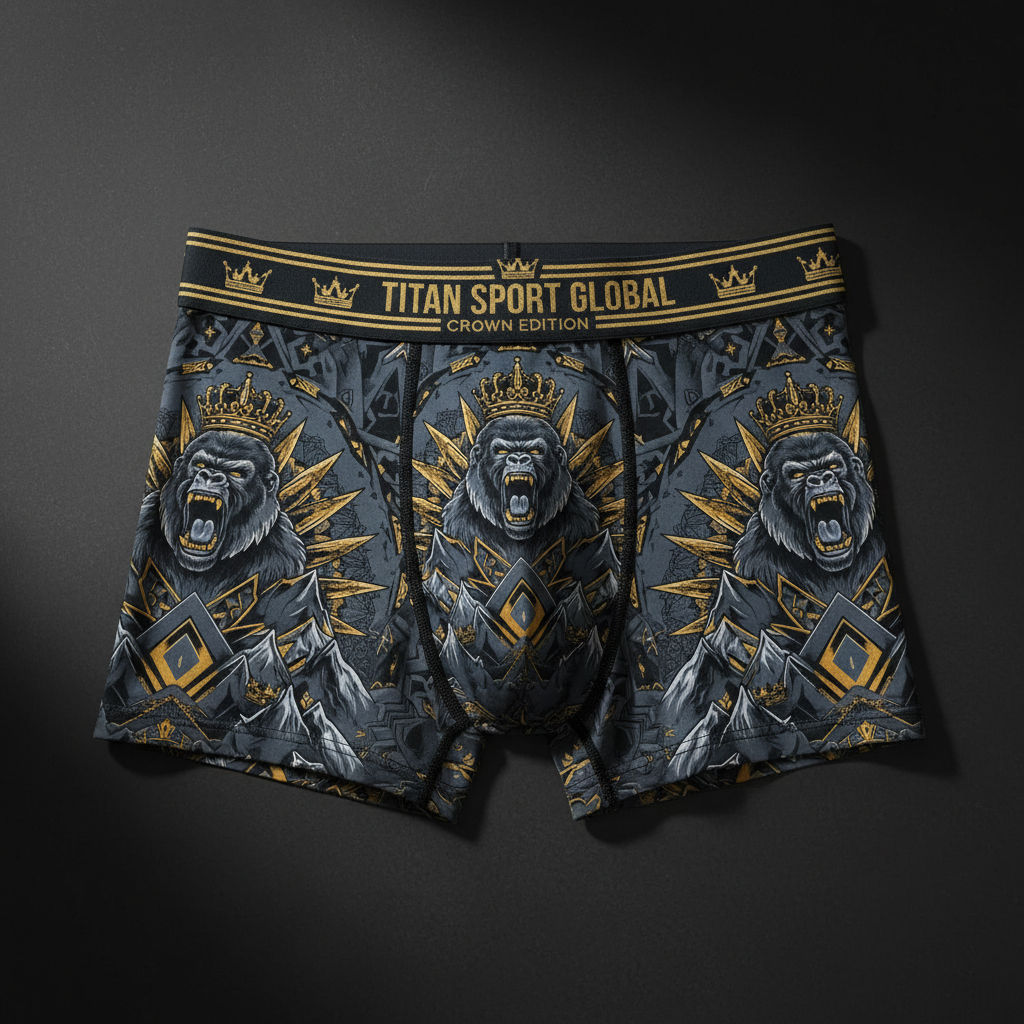 TITAN Crown Edition Men's Silverback King Boxer Briefs — Slate Grey & Gold