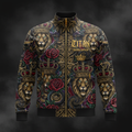 TITAN Printed Zip-Up Jacket — Black & Gold Crown Edition tattoo-style artwork