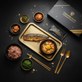 TITAN Korean Grilled Mackerel Power Breakfast meal kit flat lay dark luxury
