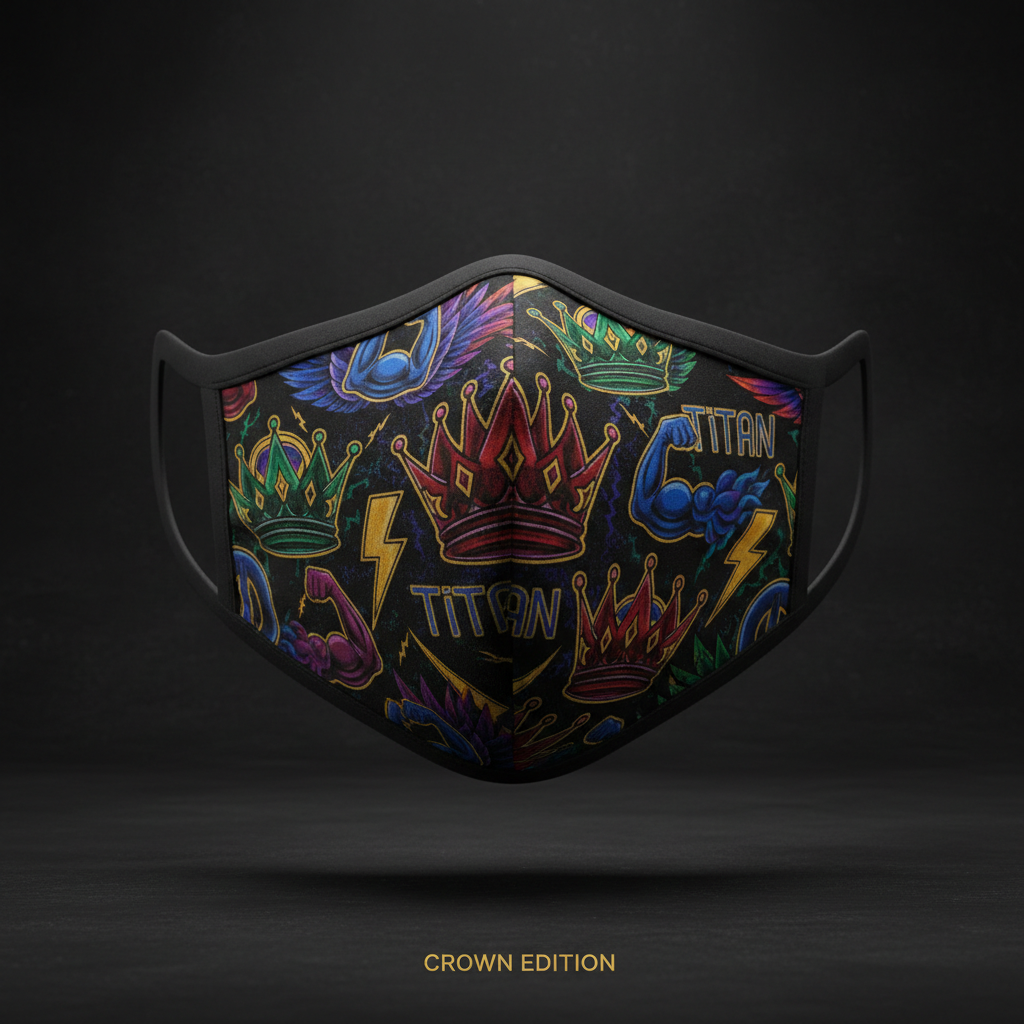 TITAN Face Mask — Crown Edition bold all-over sublimation print