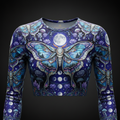 TITAN Women’s Crystal Moth Lunar Garden Long Sleeve Crop — Selene Edition