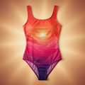 TITAN Women's One-Piece Swimsuit — Sunset Ombre coral to violet gradient design