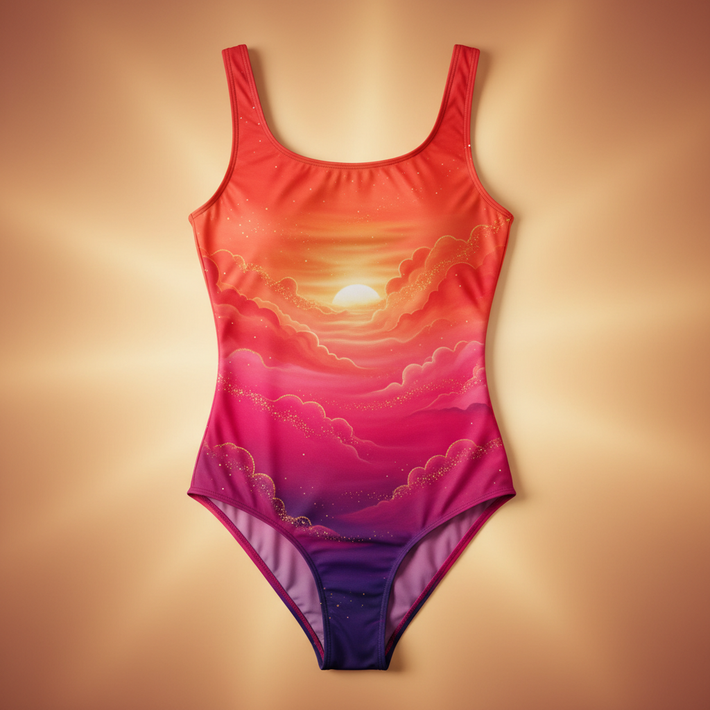 TITAN Women's One-Piece Swimsuit — Sunset Ombre coral to violet gradient design