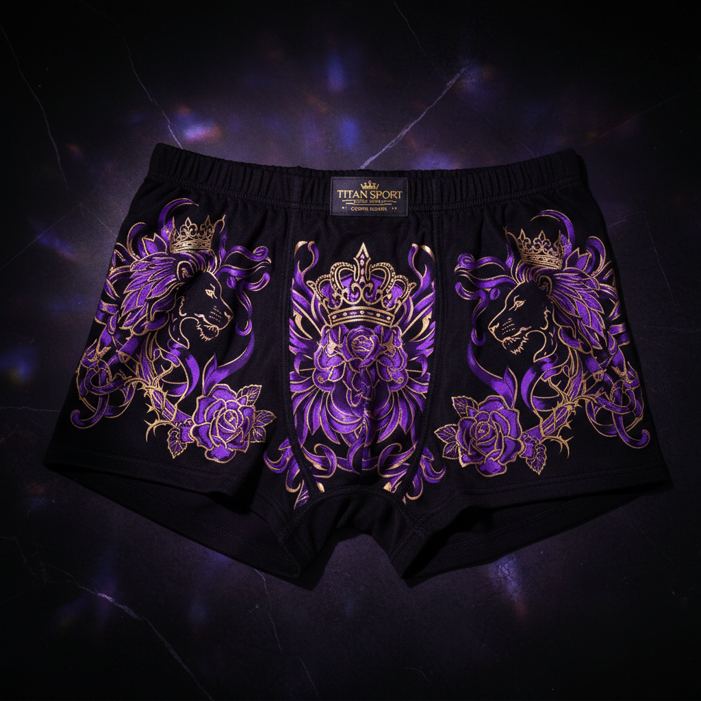 TITAN Women's Cozy Boxer Shorts Crown Edition Electric Purple Gold