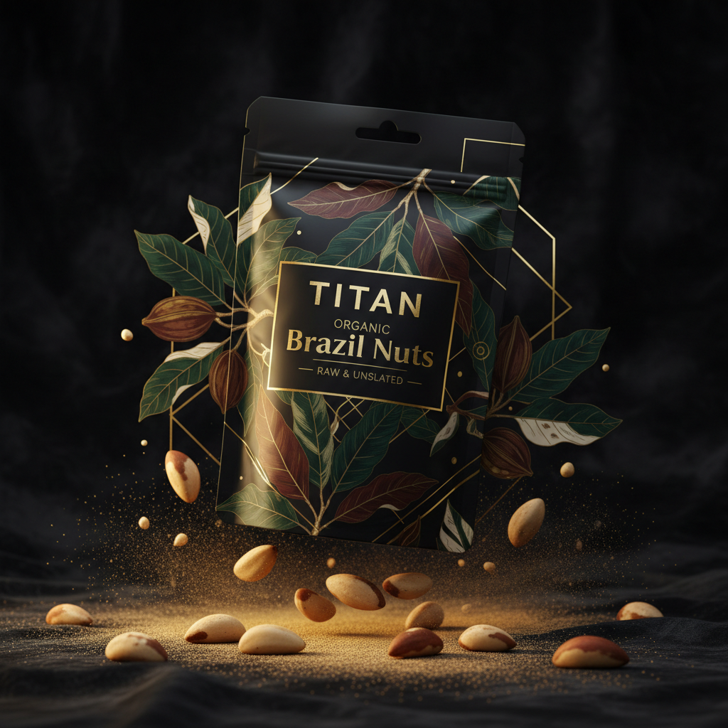 TITAN Organic Brazil Nuts Raw & Unsalted — ultra-premium luxury editorial product shot