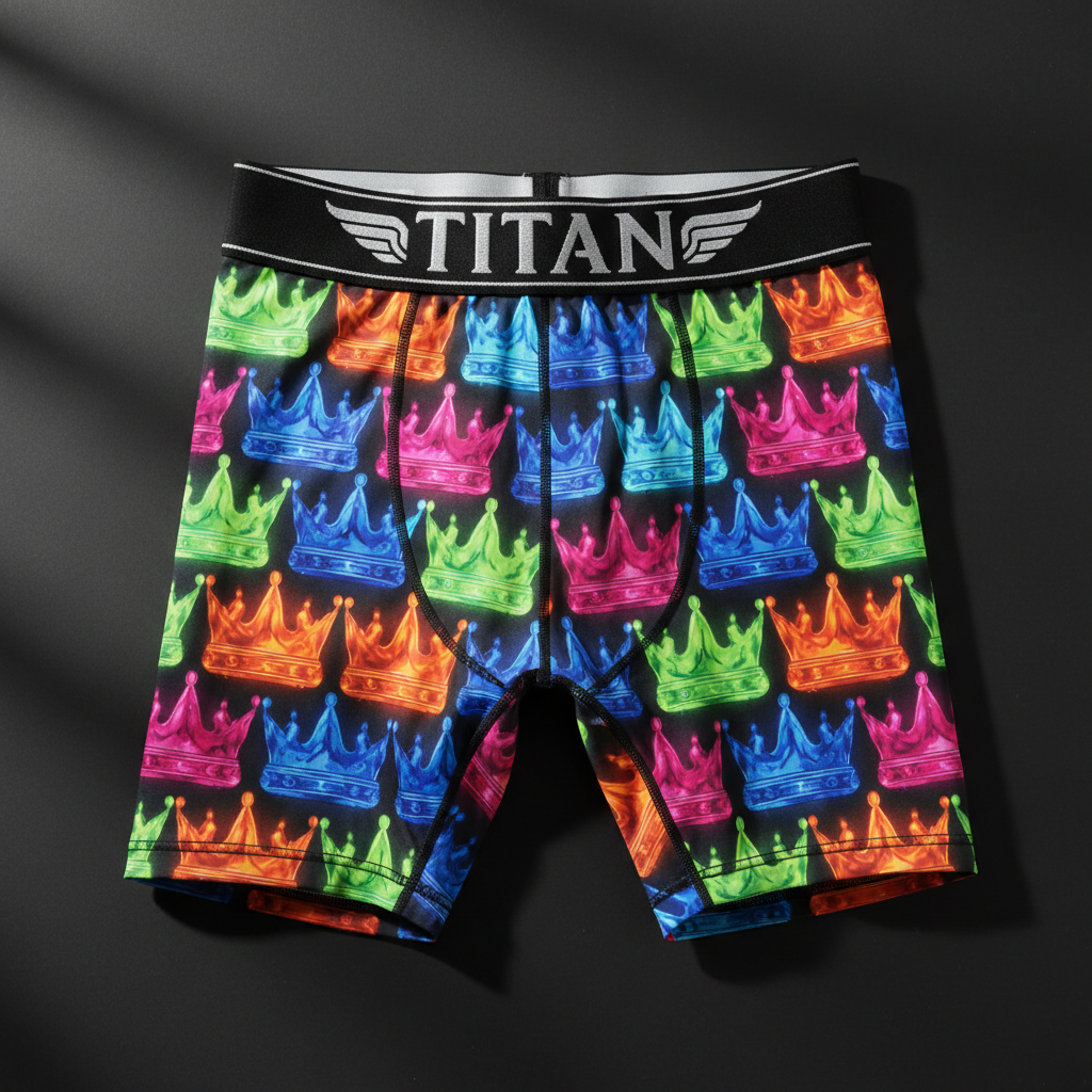 TITAN SWAG HIM Compression Shorts — Neon Crown — View 2