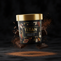 TITAN Organic High-Protein Pudding Cup Chocolate — ultra-premium luxury editorial product shot