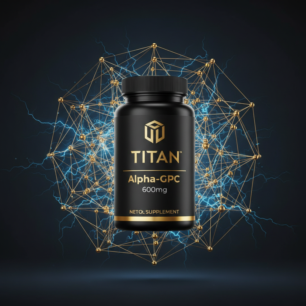 TITAN Alpha-GPC 600mg supplement bottle