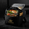 TITAN Insulated Meal Prep Bag with stackable containers and gold crown logo
