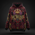 Women's Hoodie — She Believed — Crown Edition with affirmation artwork