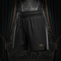 TITAN Volleyball Shorts Crown Edition matte black gold crown logo left thigh side split hem ghost mannequin