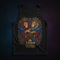 TITAN Elite Performance Tank Men's Black & Gold — Crown Edition tattoo-style flat lay