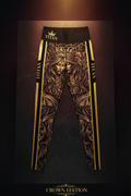 TITAN Power Leggings Black & Gold — Crown Edition goddess crown tattoo vertical flat lay