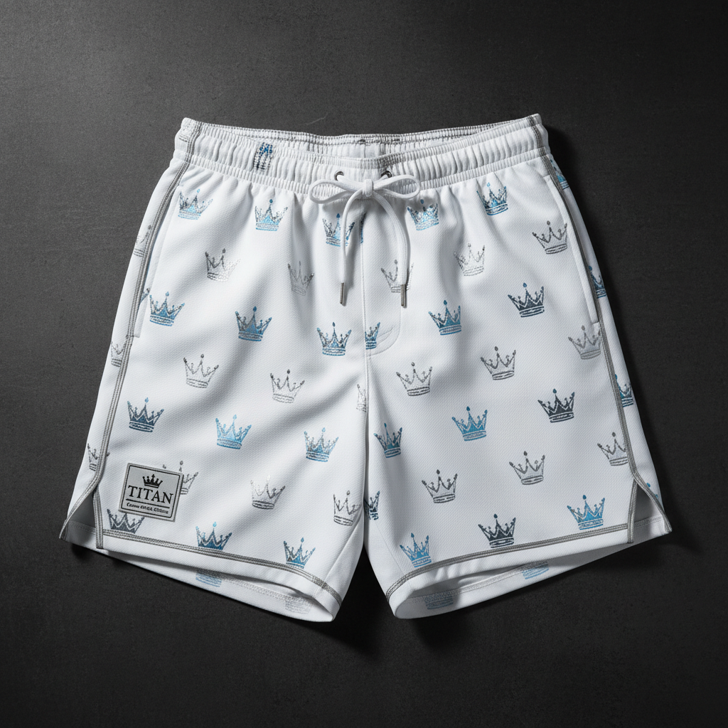 TITAN Men's Arctic White Crown Athletic Shorts — Ice King SWAG Edition