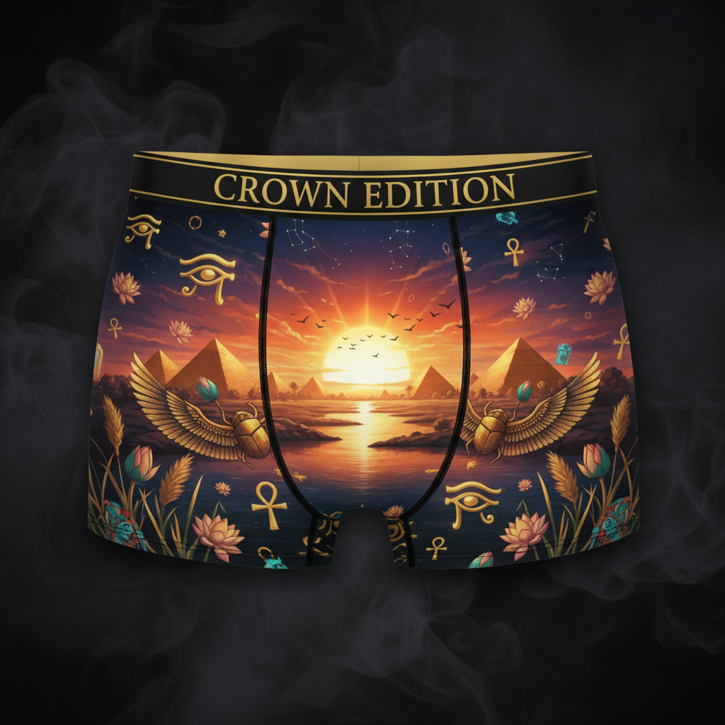 TITAN Egyptian Goddess Women's Cozy Boxer Shorts Crown Edition — anime Egyptian goddess art on matte black