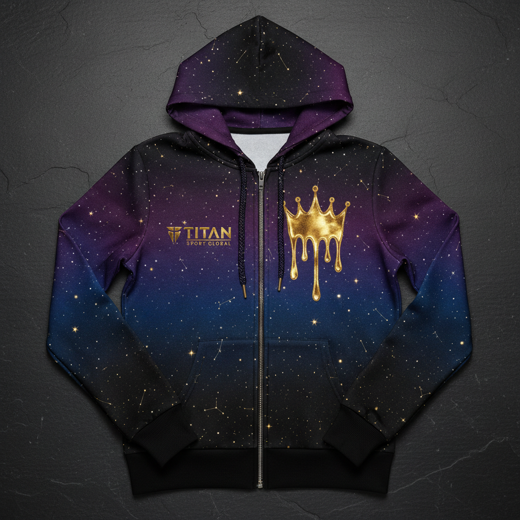 TITAN Women's Galaxy Drip Crown Zip-Up Hoodie flat lay