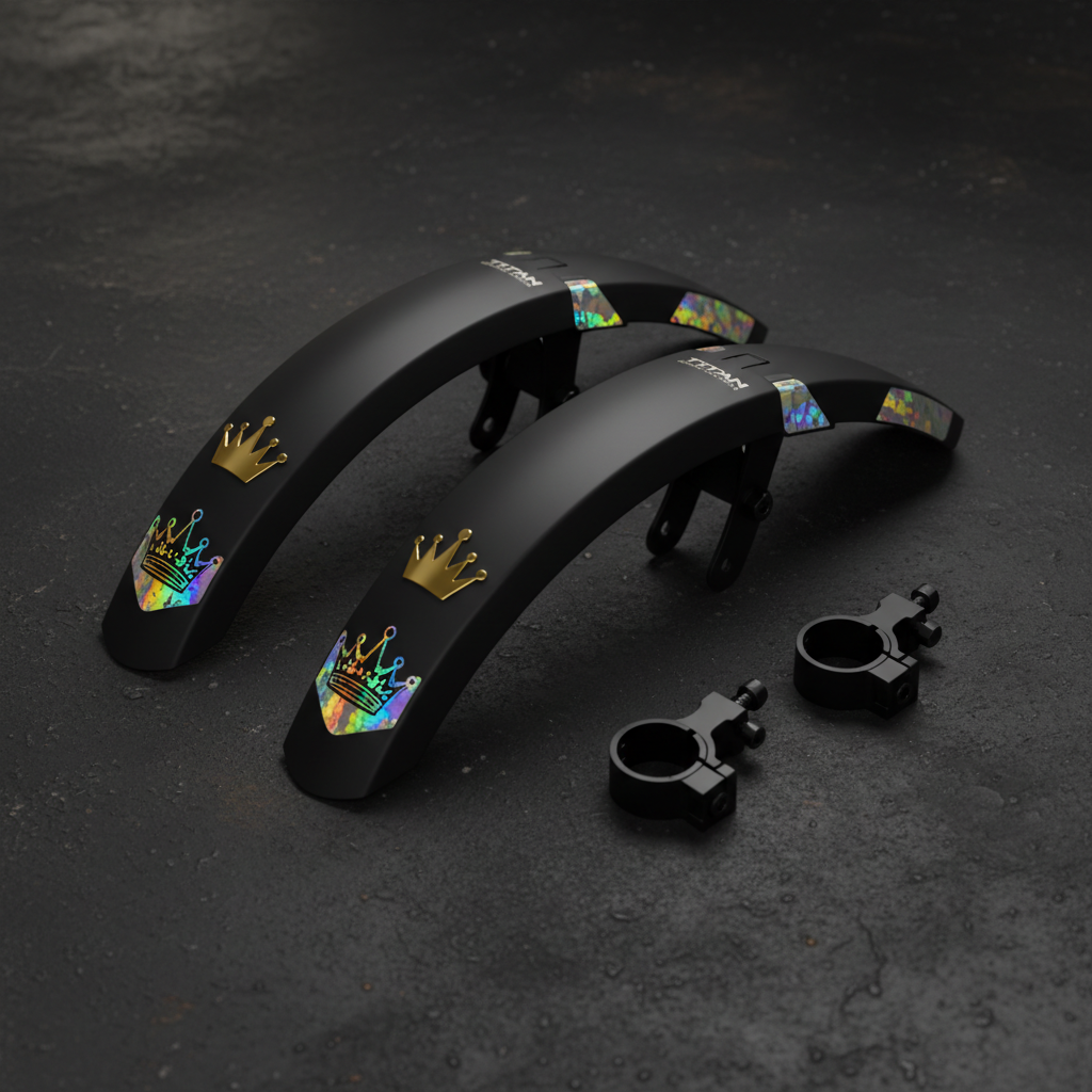 TITAN Crown Edition Cycling Mudguards Set Matte Black Gold
