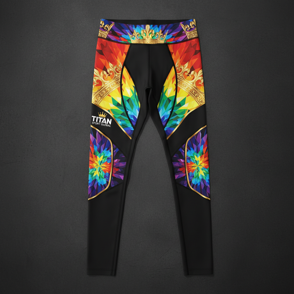 TITAN Men's Rainbow Crown Compression Tights flat lay