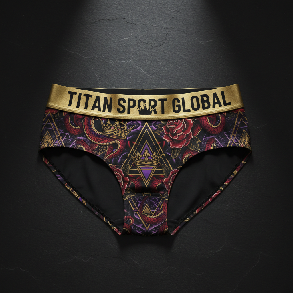 TITAN Crown Edition Women's Sport Underwear — bold tattoo artwork, matte black & gold