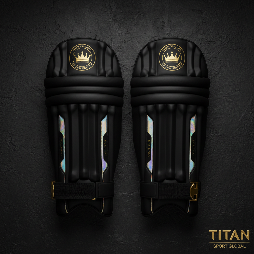 TITAN Crown Edition Cricket Batting Pads Matte Black Gold