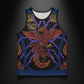TITAN Crown Edition Tattoo Art Men's Lounge Muscle Tank - bold colorful tattoo artwork on matte black fabric