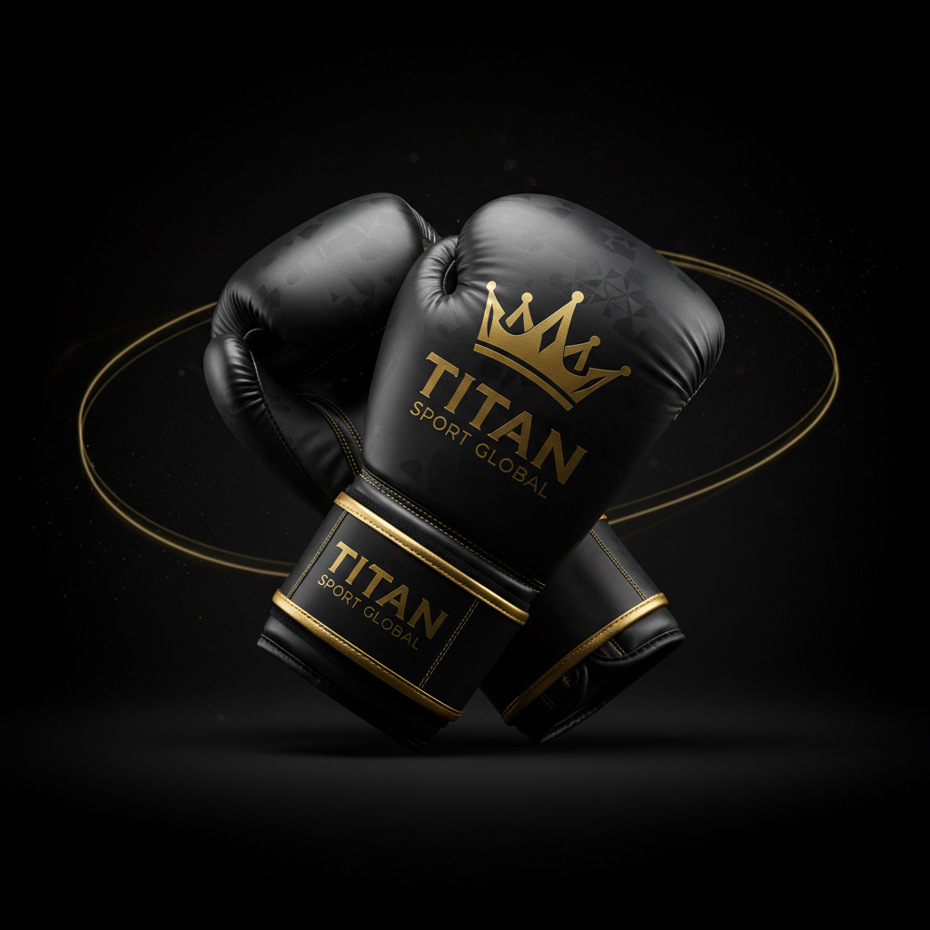 TITAN Boxing Gloves Crown Edition — matte black with gold crown logo
