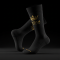 TITAN Outdoor Compression Socks Blackout Gold — matte black with gold crown logo