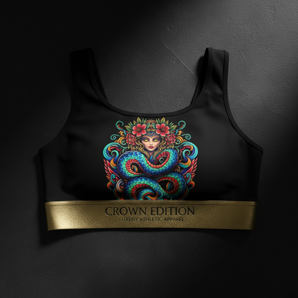 TITAN Plus Women's Serpent Goddess Crown Sports Bra — Inclusive Crown Edition